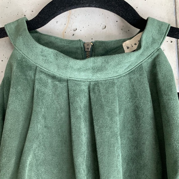 Olive Green Suede High Neck Top - Picture 3 of 7